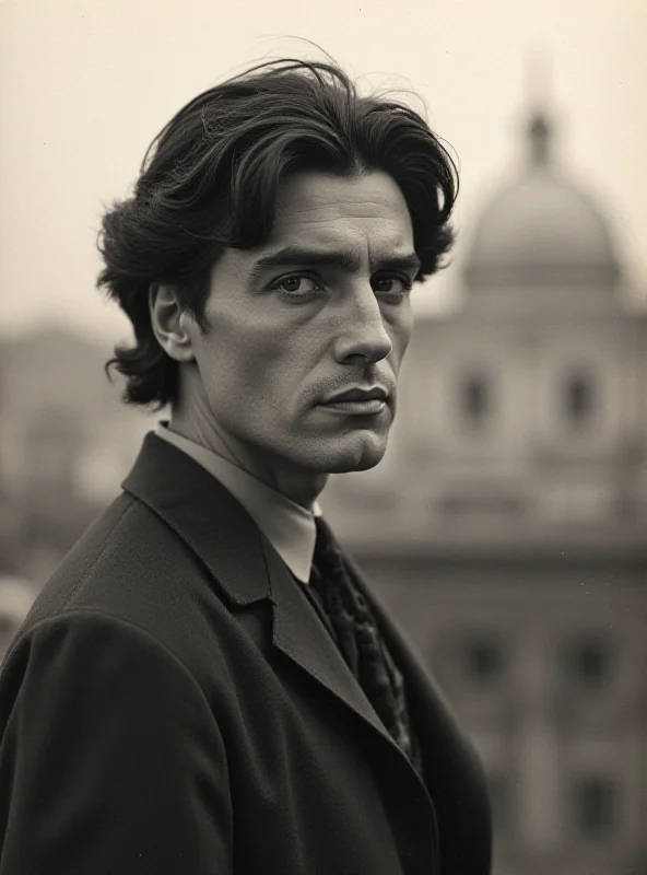 A vintage photograph of Franco Modigliani as a young man in Italy, looking thoughtful and determined.