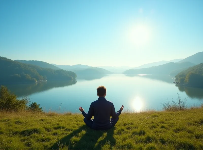 A person meditating in a peaceful outdoor setting.