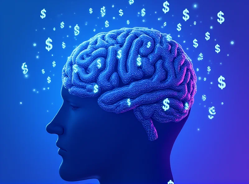 Illustration of an AI brain with dollar signs floating around it, suggesting high valuation and potential bubble.