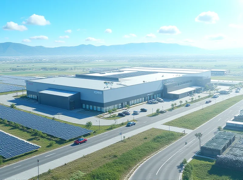 Aerial view of a large semiconductor manufacturing facility with a prominent TSMC logo.