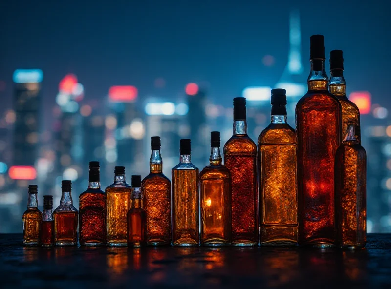 A graph showing a sharp increase in trading volume, with bottles of liquor subtly incorporated into the chart bars.