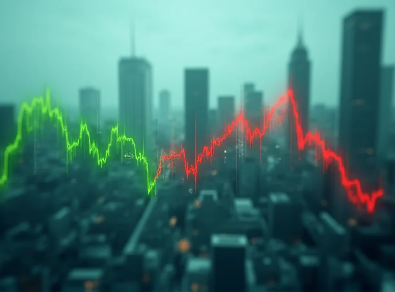 Chart showing commodity price increases against a backdrop of declining stock prices.