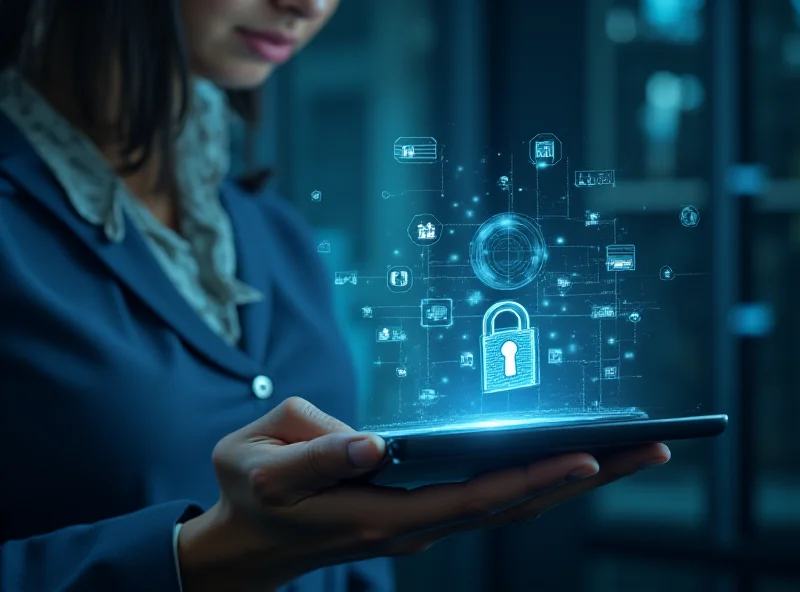 A person looking at a secure digital vault on a tablet, symbolizing financial security and protection.