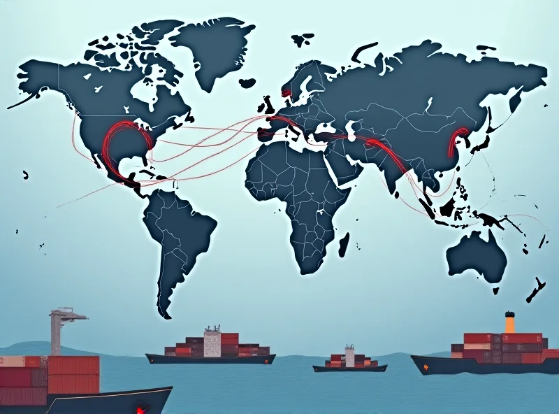 Illustration of global trade routes and shipping containers, symbolizing the potential shift away from US markets.