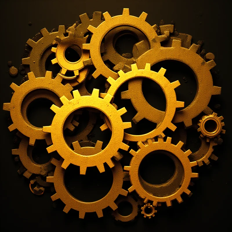 A stylized image depicting gears and cogs representing the financial system with one gear slightly misaligned, symbolizing a golden hiccup.