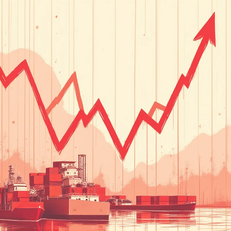 A stylized graph depicting a sharp decline in the US economy, symbolizing the shift from growth to contraction and concerns about a trade war.