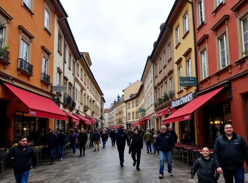 Image of a busy shopping street in Prague, Czech Republic