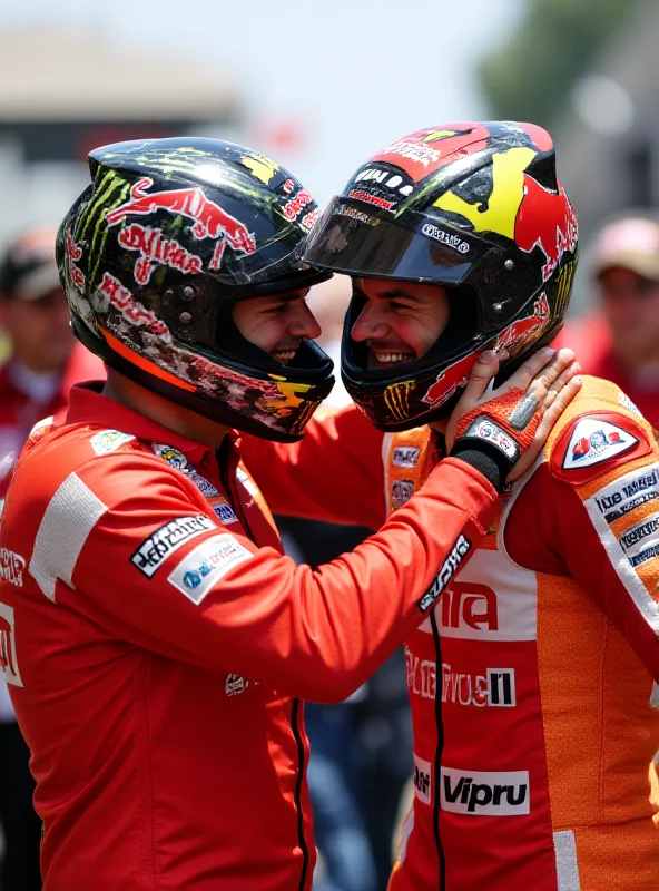 Alex Marquez congratulating Marc Marquez after the Thailand MotoGP Sprint Race