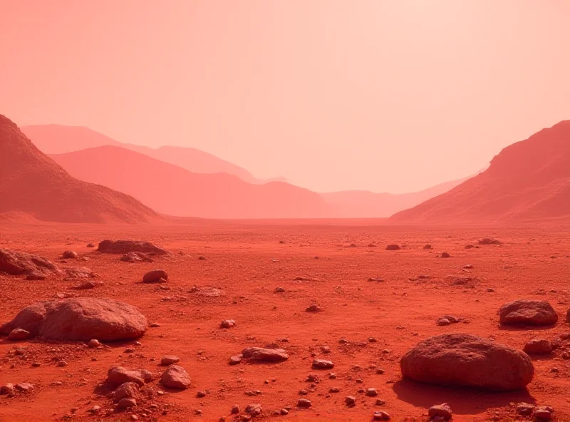 Artist's rendering of Mars' surface with a reddish hue.