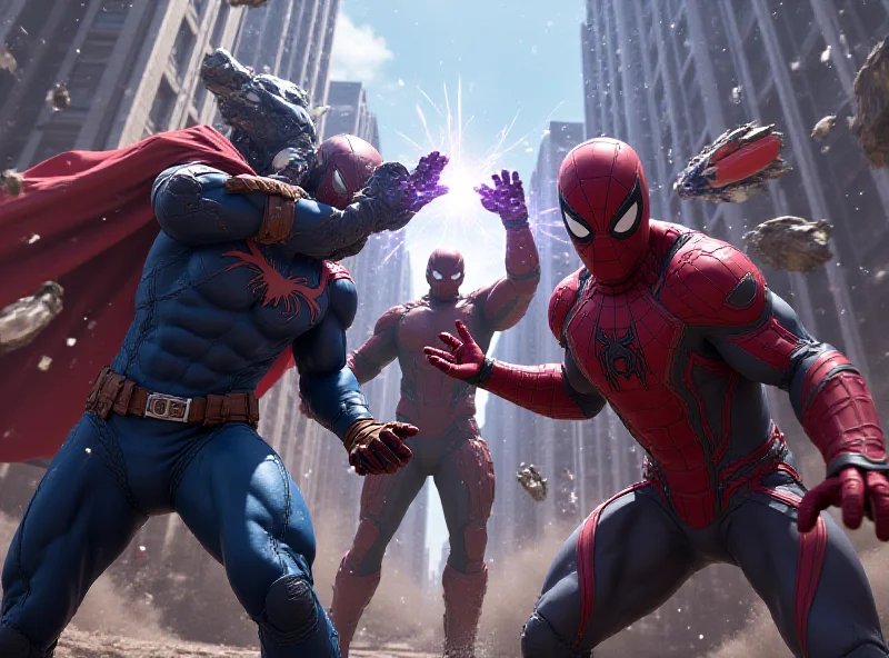 Screenshot from Marvel Rivals showing multiple Marvel characters engaged in combat.