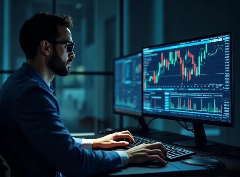 A person analyzing stock charts on a computer screen.