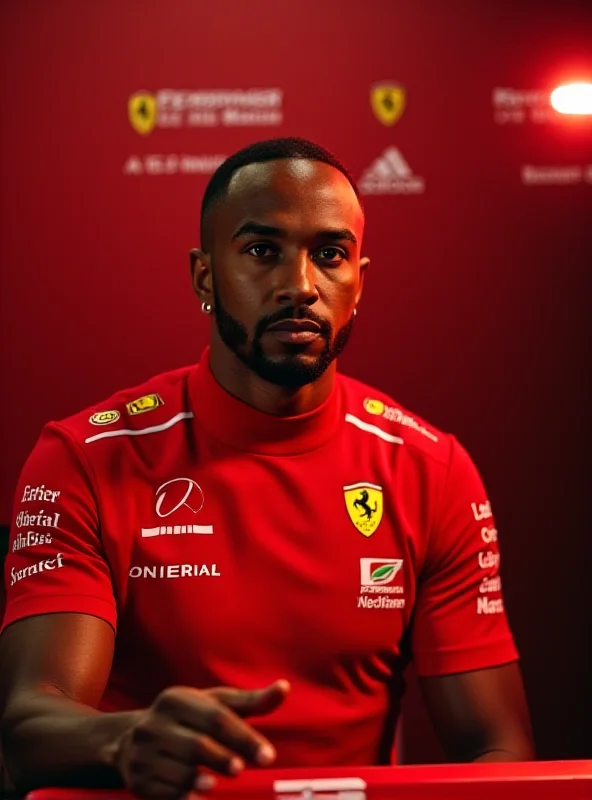 Lewis Hamilton at a Ferrari press conference in Bahrain.