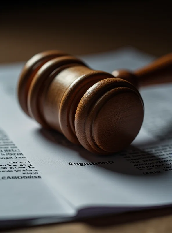 A gavel resting on a stack of legal documents, symbolizing legal proceedings and regulatory oversight.