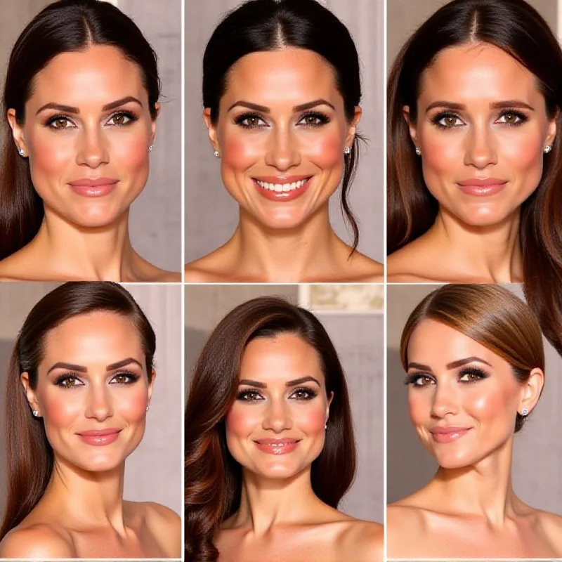 Collage of royal women including Meghan Markle with seasonal makeup looks