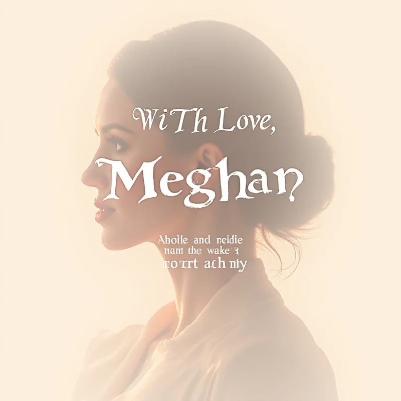 A graphic displaying the title 'With Love, Meghan' with a silhouette of Meghan Markle in the background.