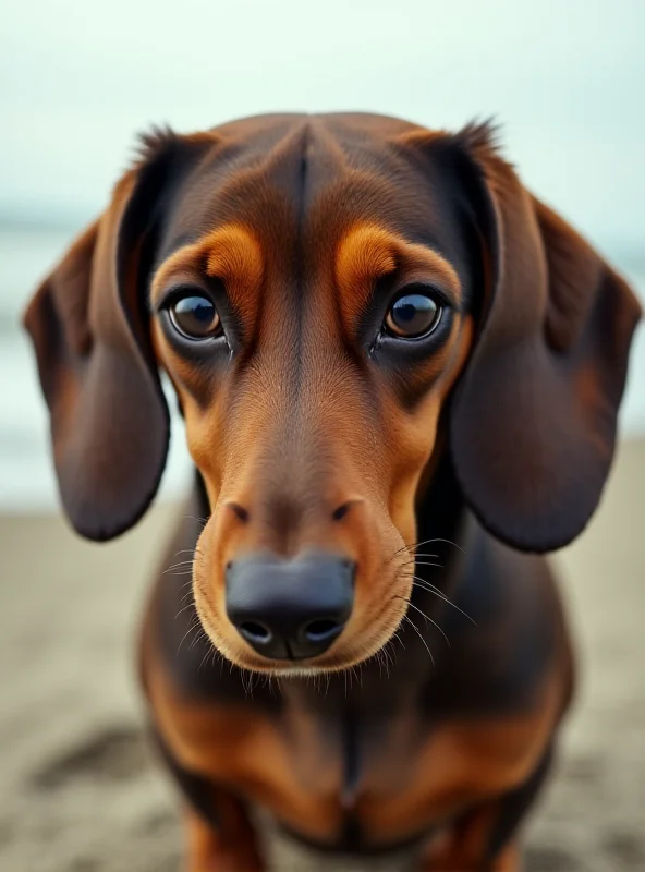 A dachshund dog looking sad