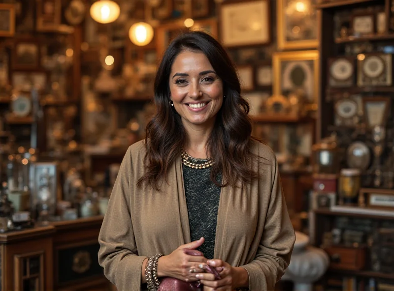 Tahmina Ghaffar smiling on Antiques Road Trip