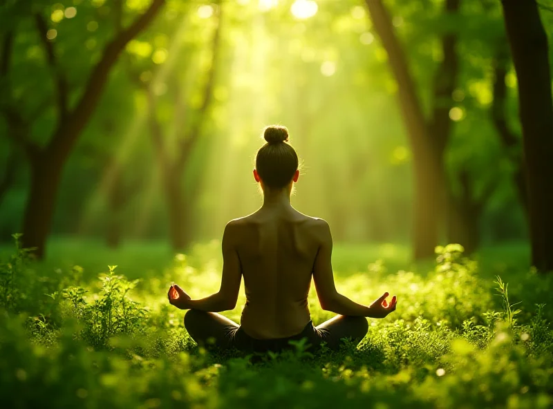 Person meditating in a peaceful outdoor setting