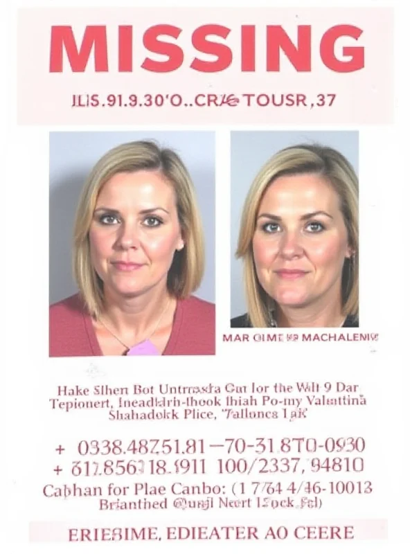 A missing person poster featuring Marlena Suchodolska, with contact information for reporting any sightings.