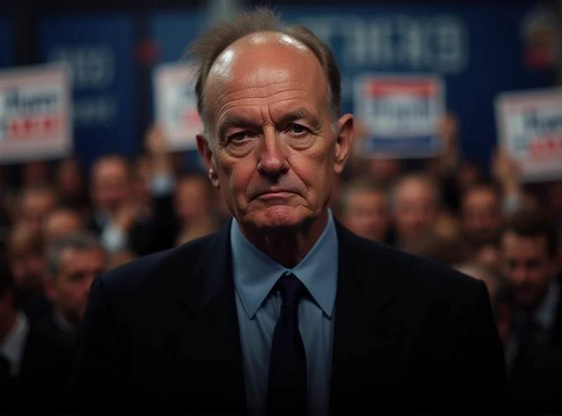 Friedrich Merz in a serious pose during a political rally.