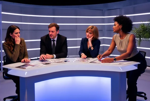 A screenshot of the Maybrit Illner TV show with Marina Weisband, Wolfgang Schmidt, Jens Spahn, Sarah Pagung, and Elmar Theveßen