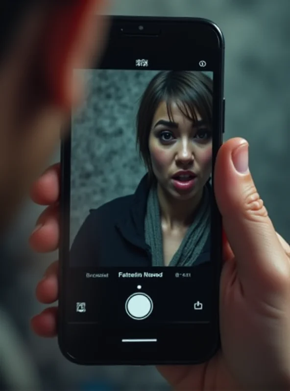 Close-up of a smartphone screen displaying a violent video on Instagram Reels, with a concerned expression on a person's face reflected in the screen.