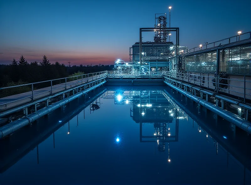 AI generated image of a modern water treatment plant with Microsoft logo overlaid