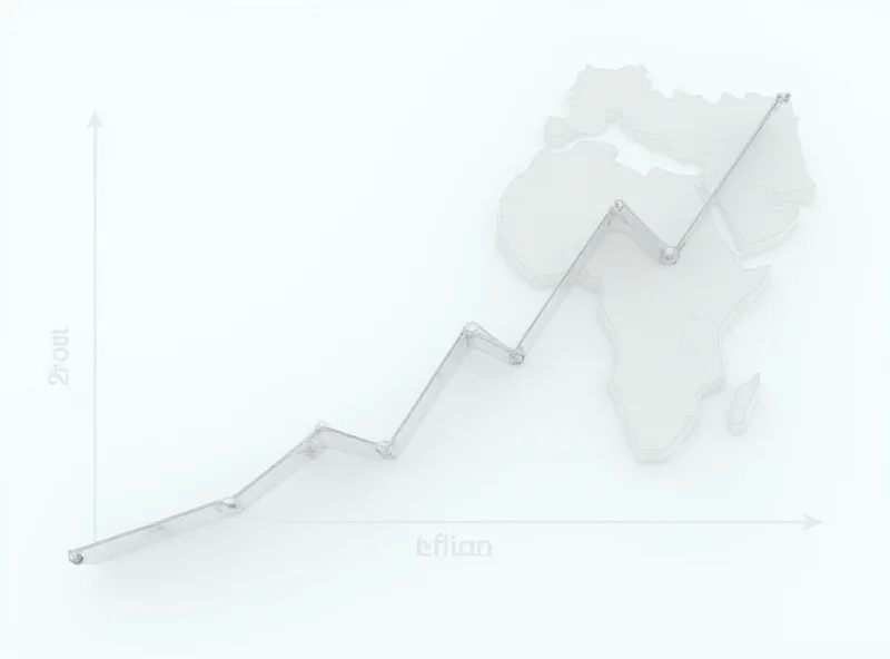 AI generated image showing a graph with a steep downward trend line, representing Microsoft's declining market share in Africa. The background shows a map of Africa.