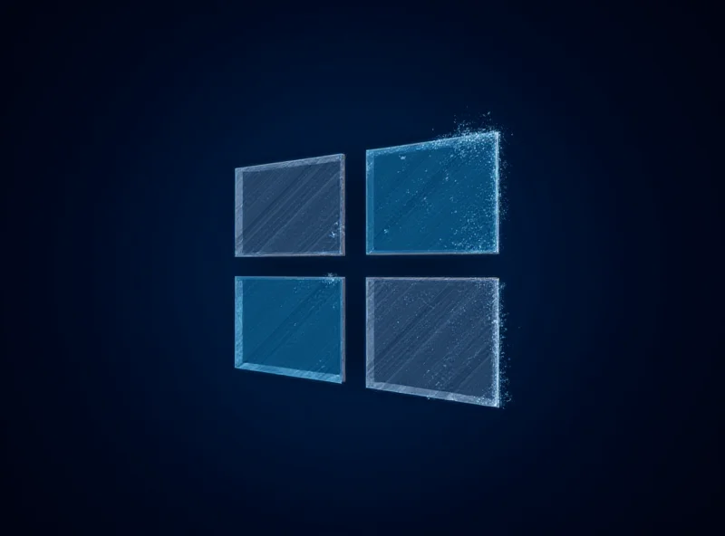 A digital representation of Microsoft's logo, with binary code flowing around it.