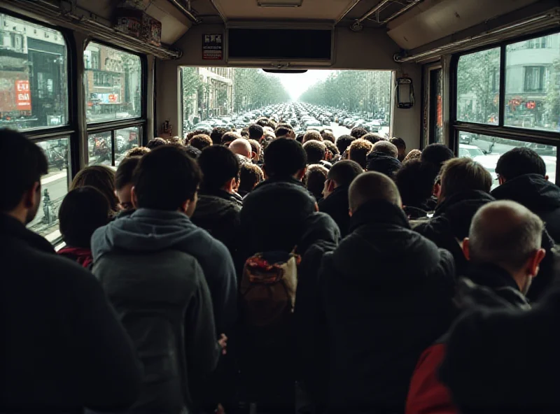 Image of a crowded bus in a city setting