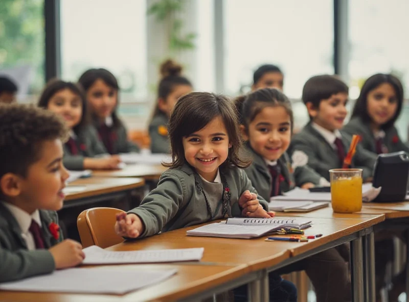 Palestinian children in a classroom setting