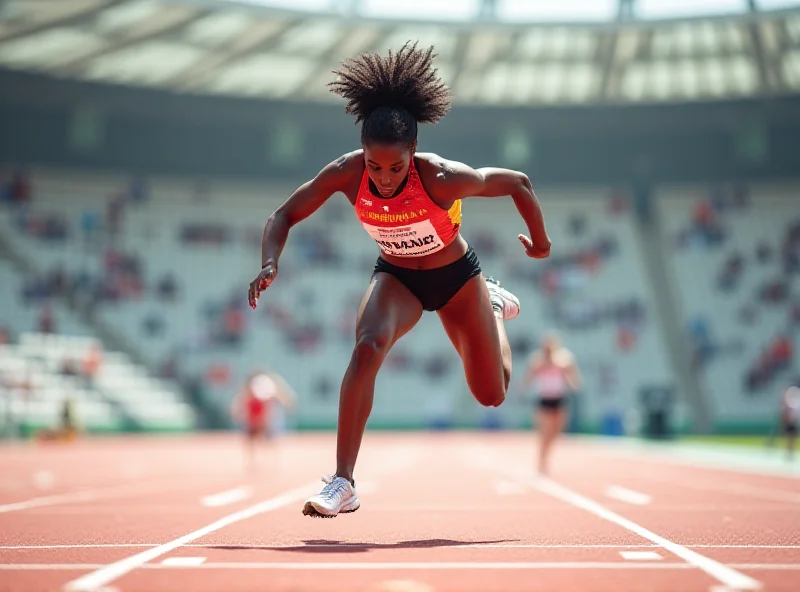 Malaika Mihambo in action during a long jump competition.