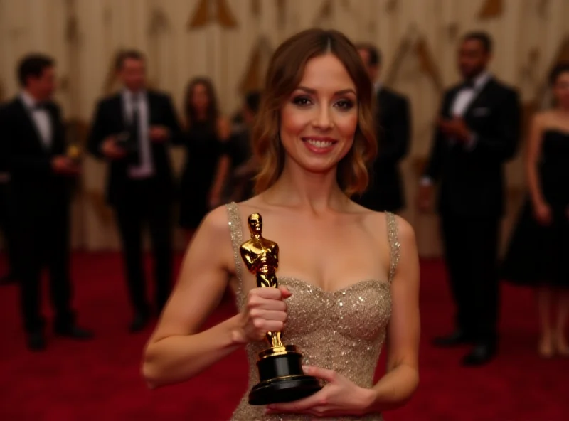 Mikey Madison holding her Best Actress Oscar.