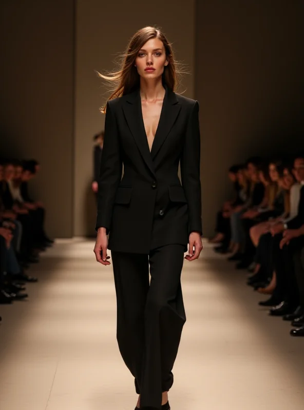 A model wearing a powerful and stylish outfit from Max Mara's collection at Milan Fashion Week