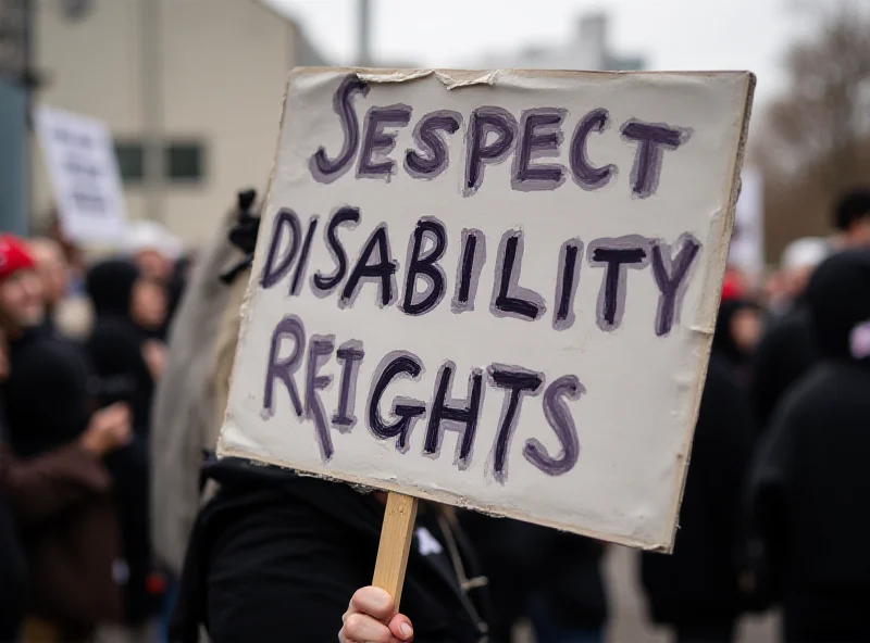 A protest sign with the words 'Respect Disability Rights' written on it.