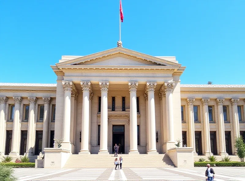 The Argentine Supreme Court building in Buenos Aires, Argentina. A sunny day with a blue sky.