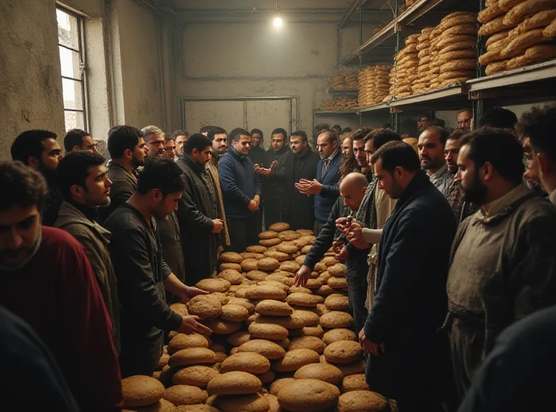 Photo of a crowded bakery in Gaza with people waiting for bread.