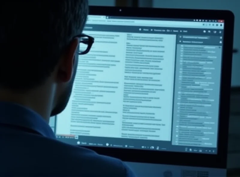 A person looking at a computer screen filled with comments in a forum, symbolizing online discussion.