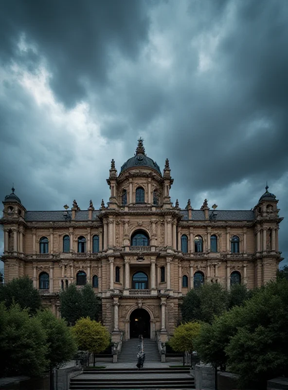 Image of the Spanish Parliament building with a dramatic sky overhead.