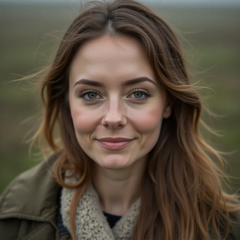 A somber portrait of actress Gemma McCluskie