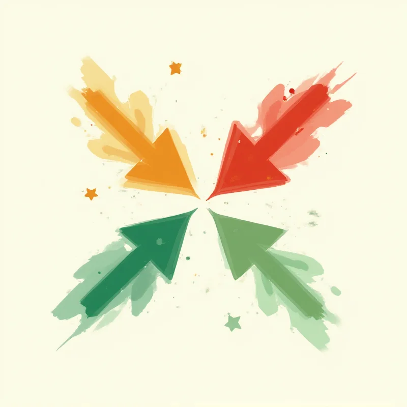 Abstract image representing the concept of mixed signals, with arrows pointing in different directions and contrasting colors.