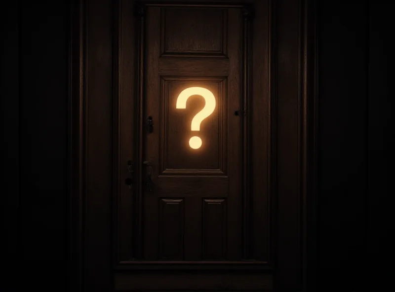 Illustration of a closed door with a question mark, representing the private hearings.