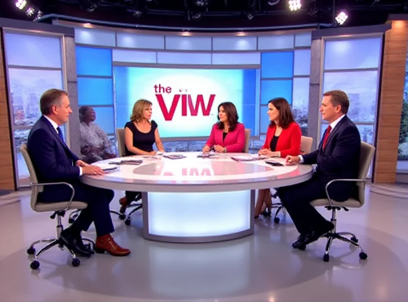 The set of 'The View' with the hosts seated at the table.