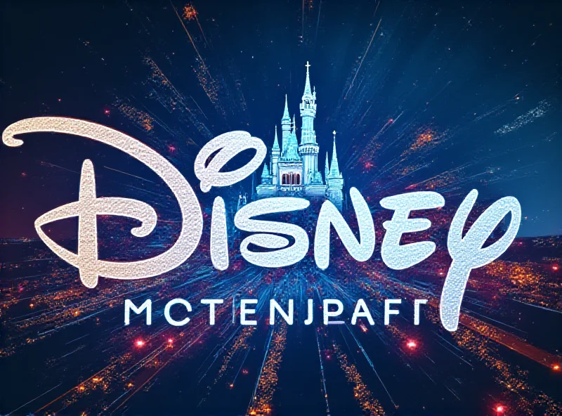 Concept art depicting the Walt Disney Company logo with futuristic technology elements overlaid, representing their innovative approach to entertainment.