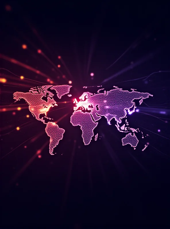 Abstract representation of a global network with data packets flowing rapidly, visualizing Fastly's content delivery network.