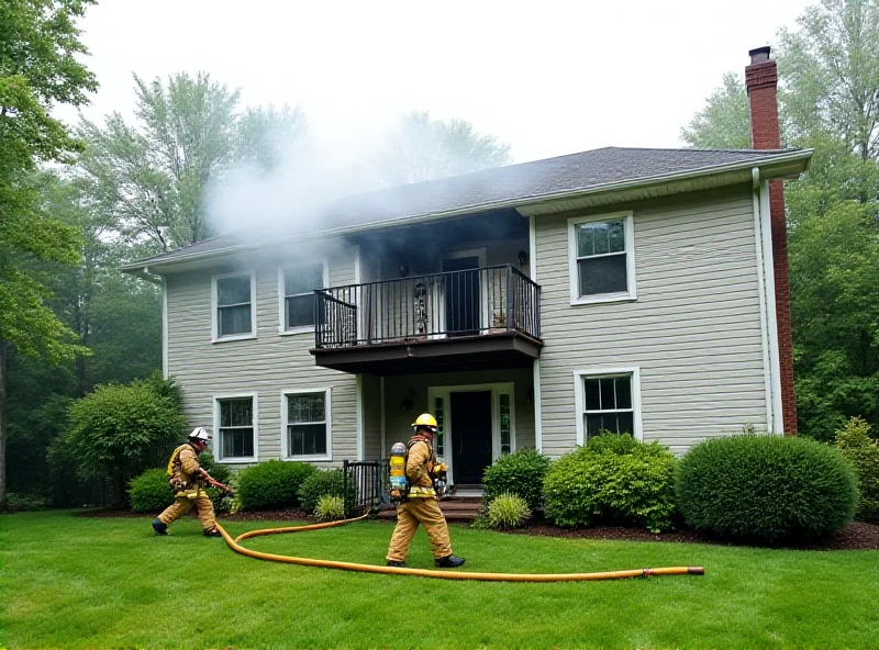 A house with a damaged balcony after a fire.