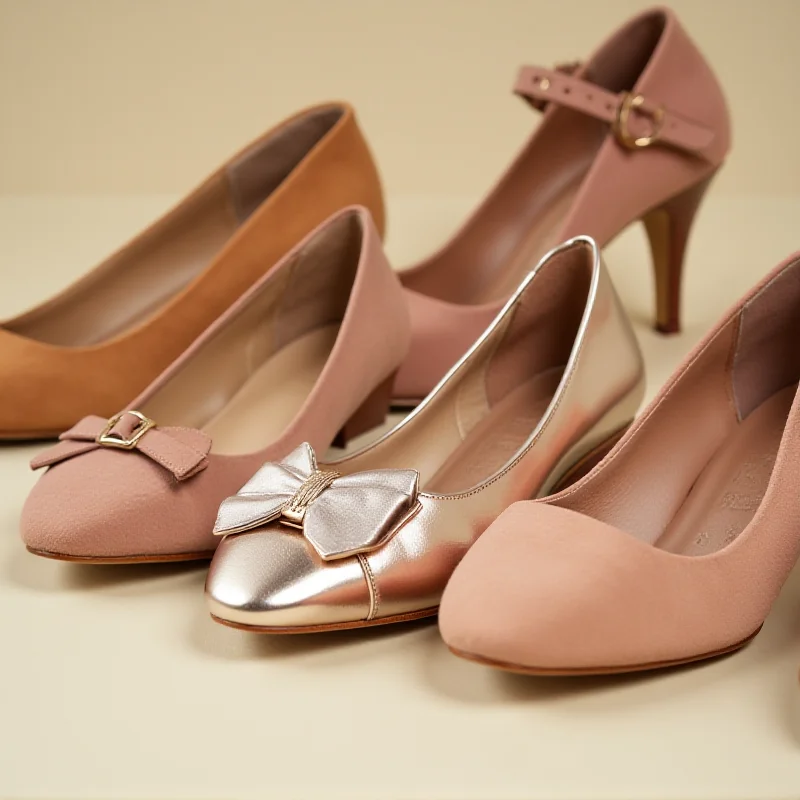 A selection of stylish ballerinas in various colors and materials.