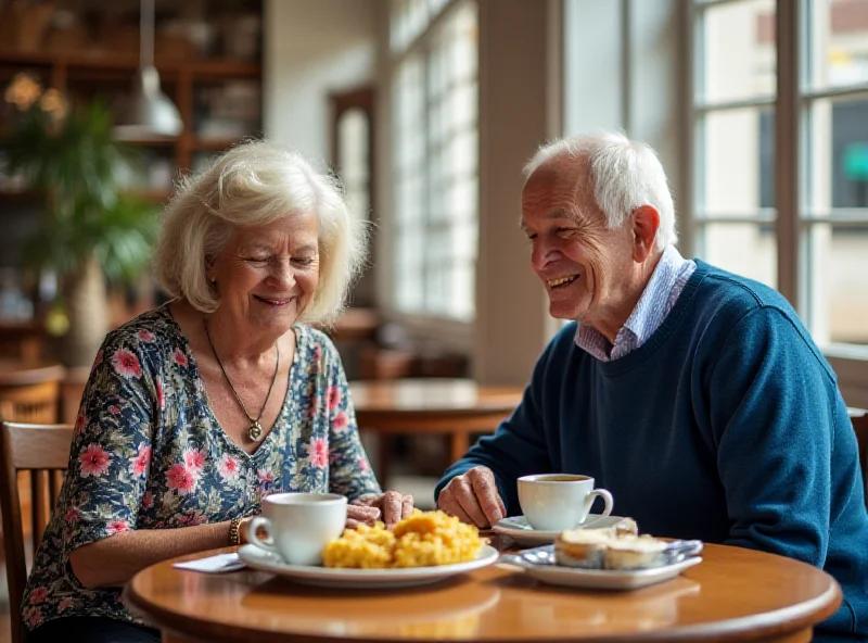 A senior couple enjoying breakfast at a Morrisons cafe.