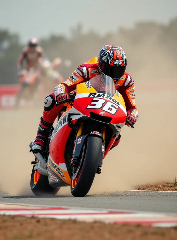 Marc Marquez leaning into a turn on his Ducati MotoGP bike