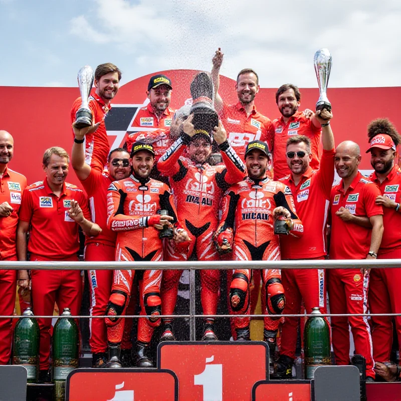 The Ducati MotoGP team celebrating a victory